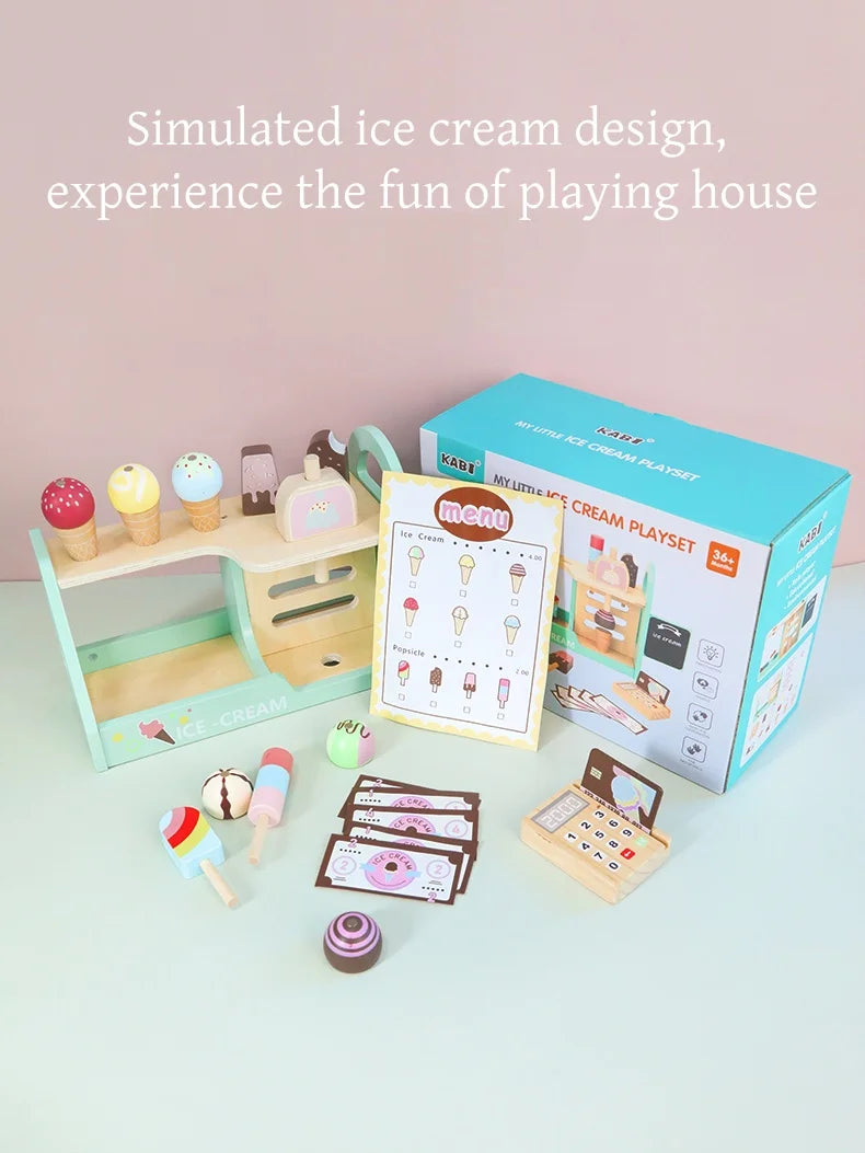 Ice Cream Counter Playset For Kids Montessori