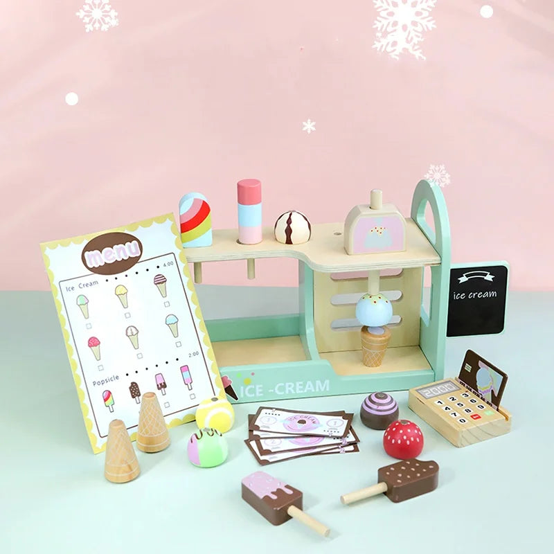 Ice Cream Counter Playset For Kids Montessori