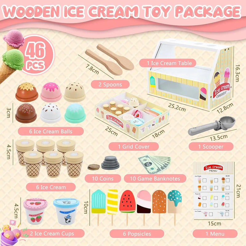 Ice Cream Counter Playset For Kids Montessori
