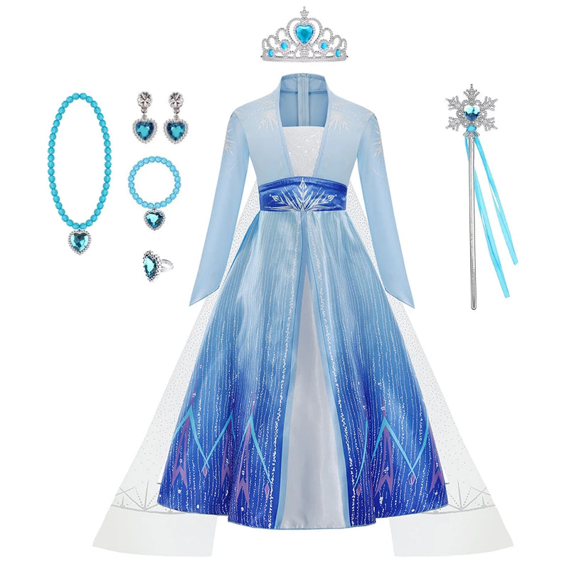 Elsa Costume for Girl Birthday Party Blue