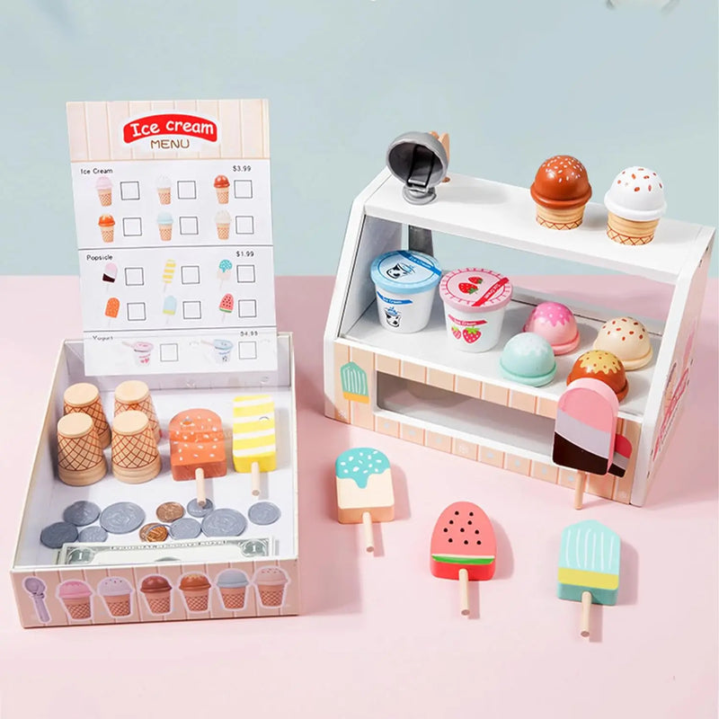Ice Cream Counter Playset For Kids Montessori
