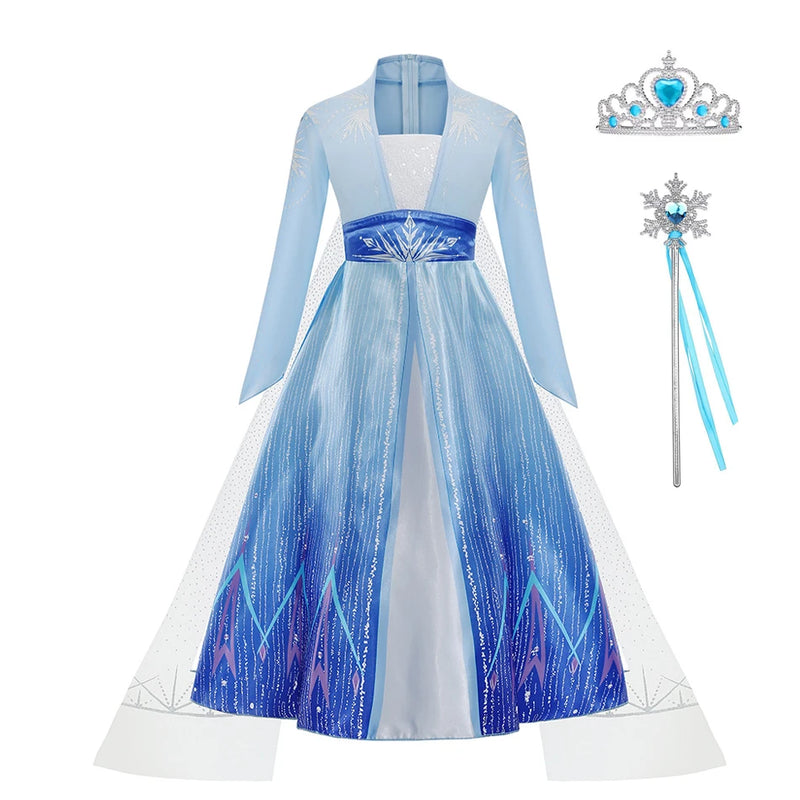 Elsa Costume for Girl Birthday Party Blue