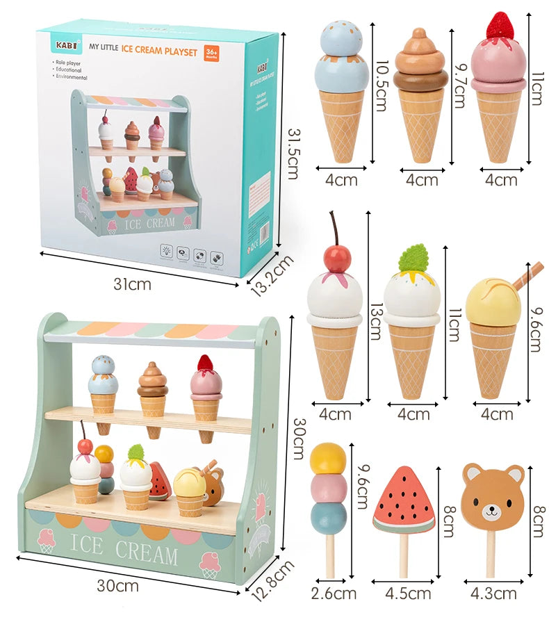 Ice Cream Counter Playset For Kids Montessori
