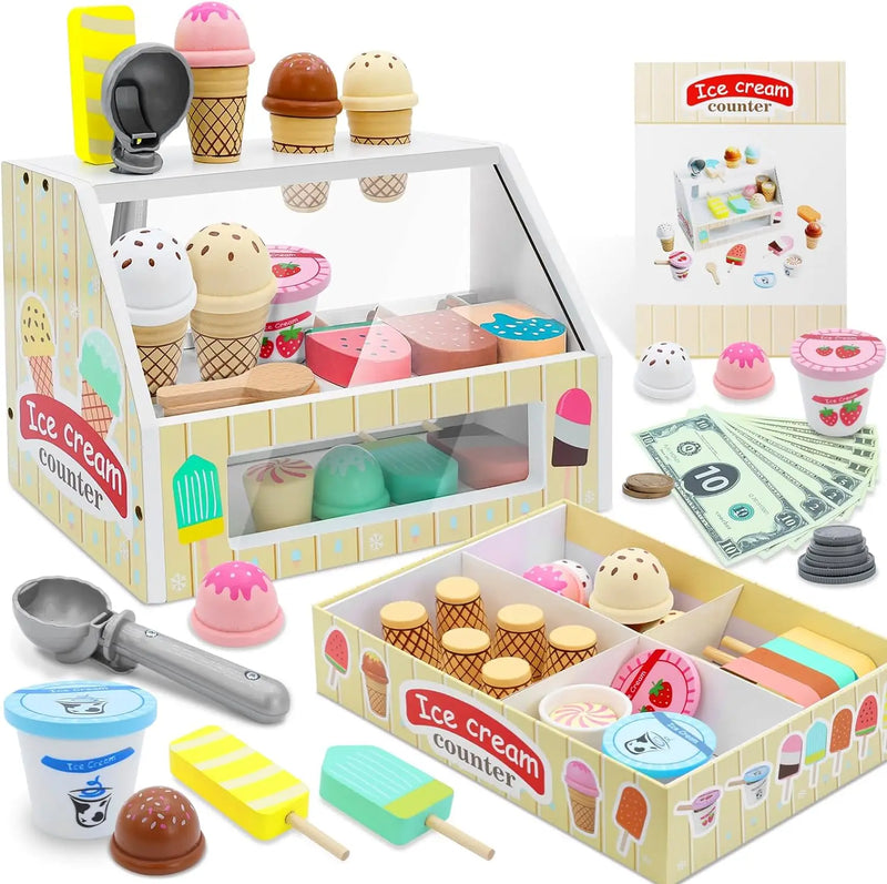 Ice Cream Counter Playset For Kids Montessori