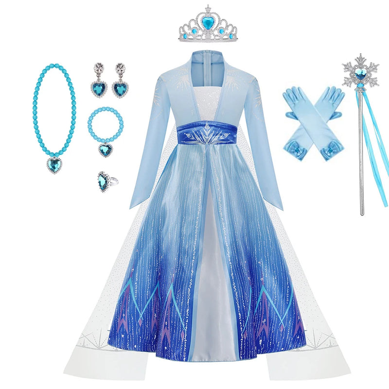 Elsa Costume for Girl Birthday Party Blue